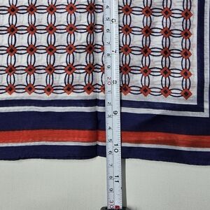 Geometric Patterned Scarf in Navy and Red Square 21"
